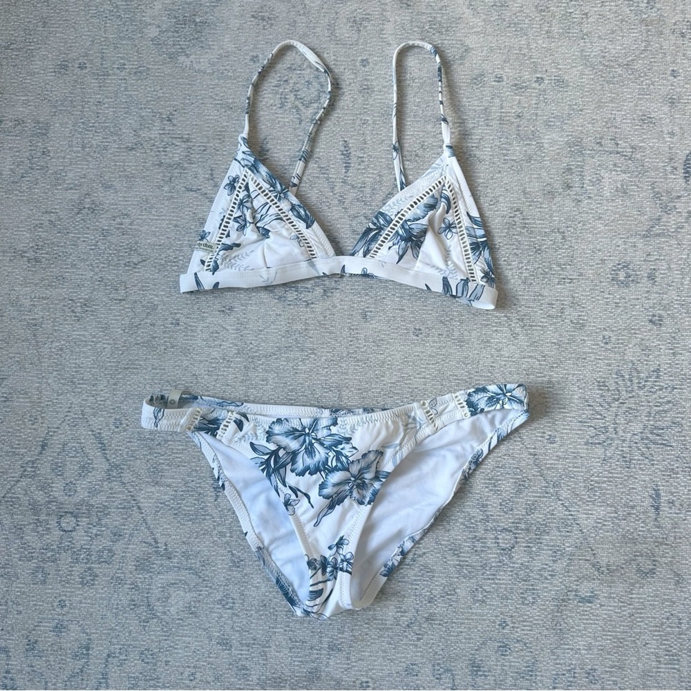 Rhythm. blue and white floral bikini